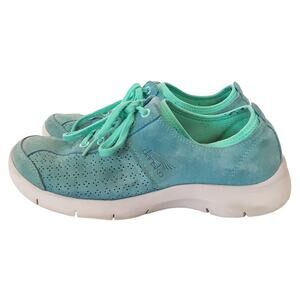 Dansko Elise Suede Sneakers Teal Running Shoes Lace Up Womens 8 Comfort Shoes